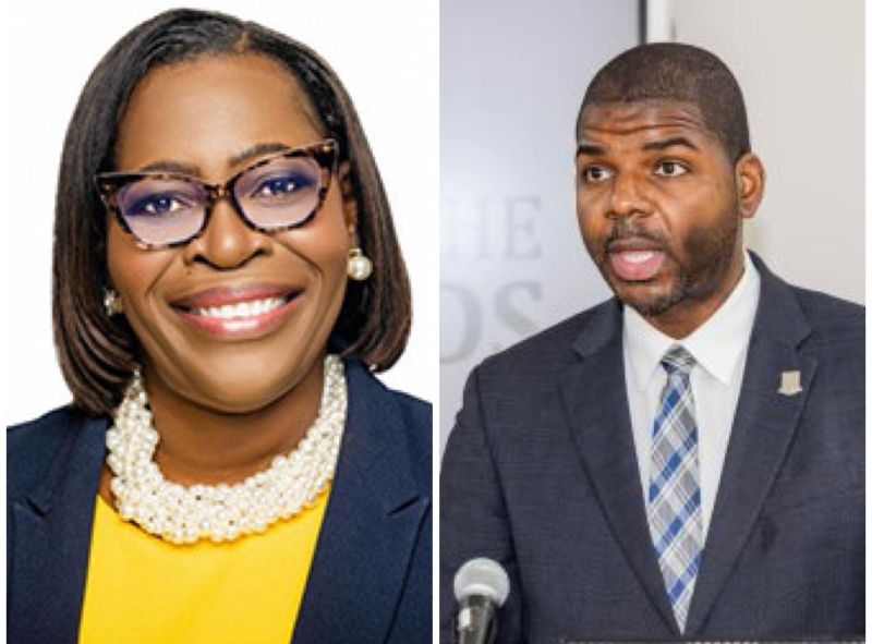 From L-R: Perline Scatliffe-Leonard and Premier and District 7 Representative Dr. Natalio Wheatley.